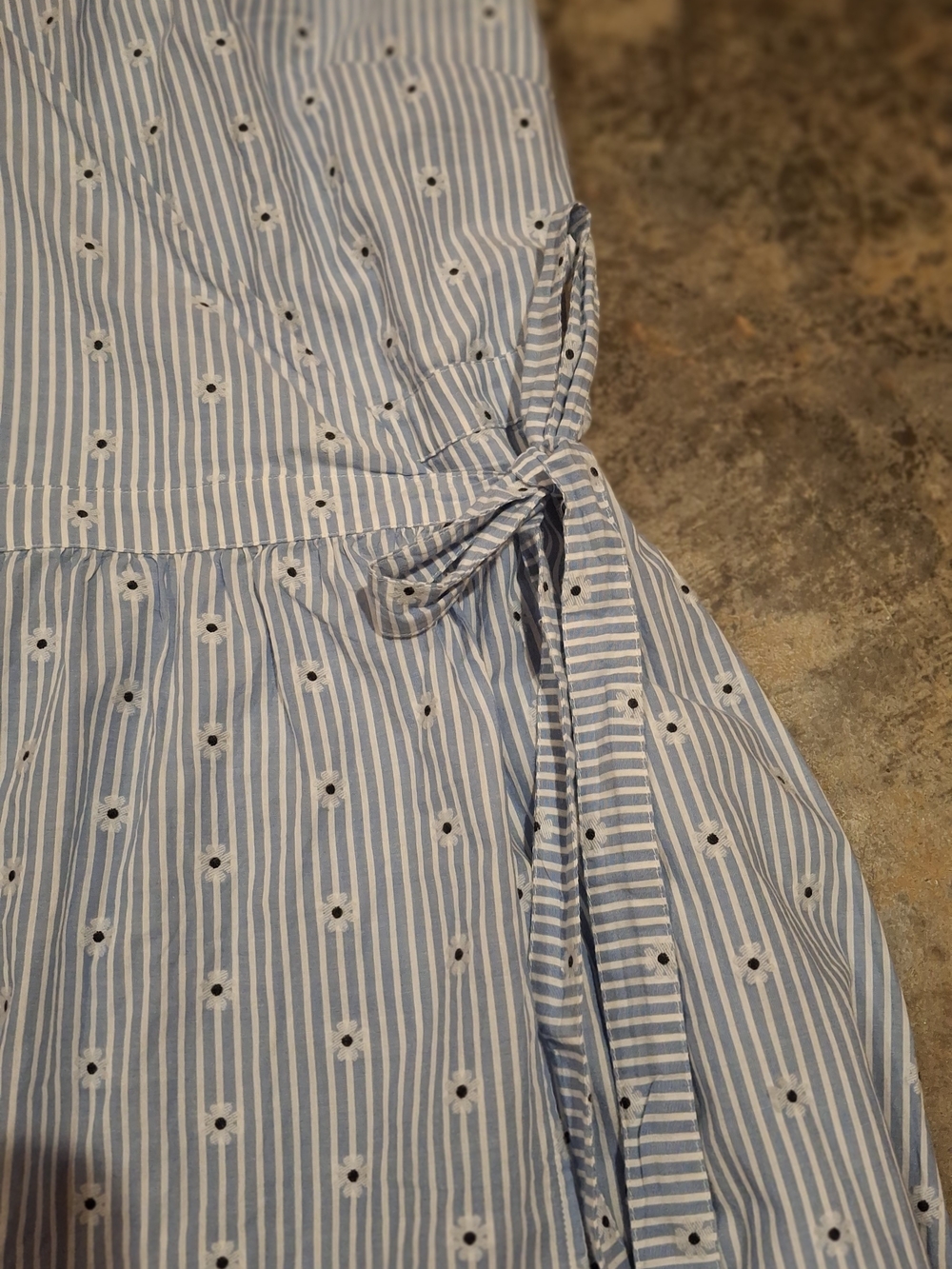 LOFT Blue and White Striped Wrap Maxi Dress with Tie - Picture 5 of 15